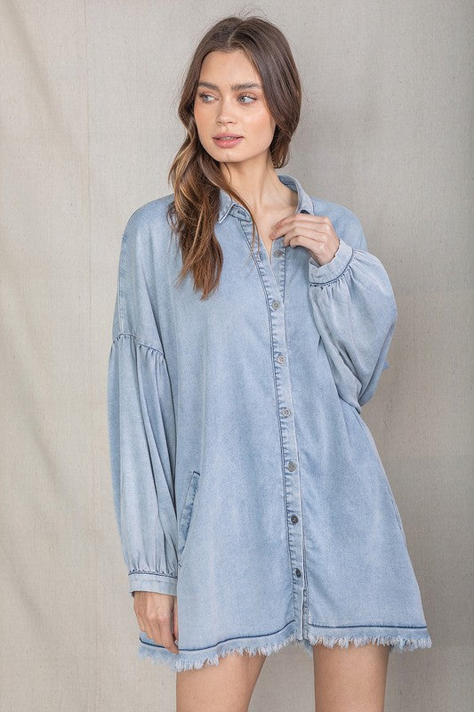 Denim Button Dress