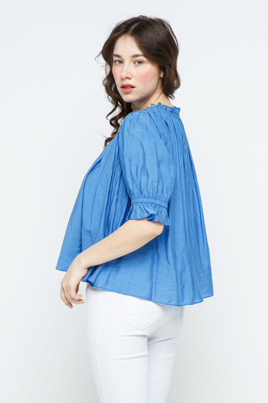 Celia Crinkle Puff Sleeve Top