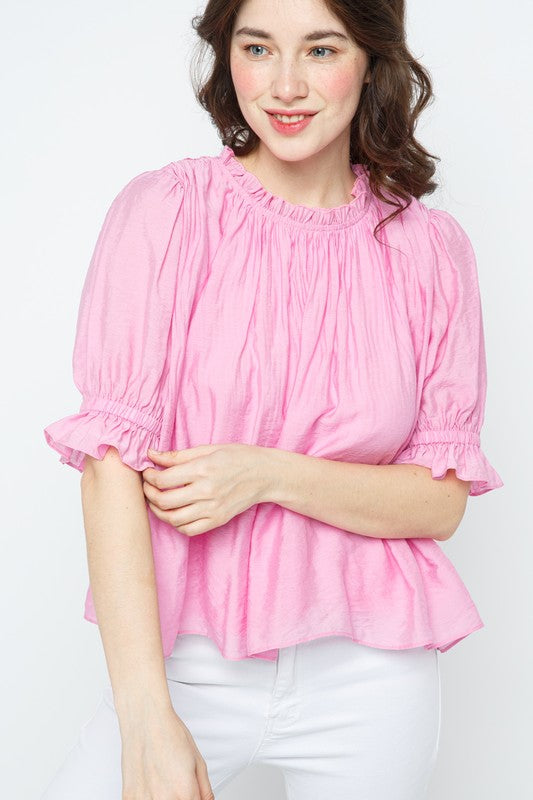 Celia Crinkle Puff Sleeve Top