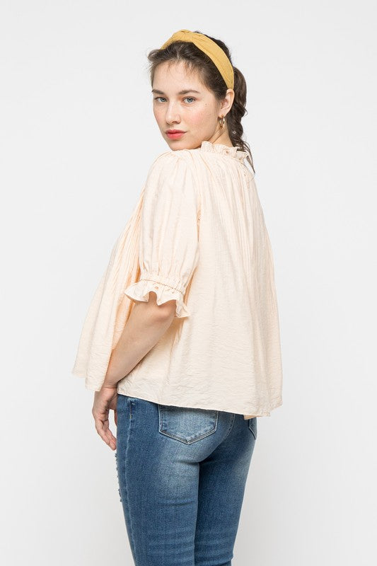 Celia Crinkle Puff Sleeve Top