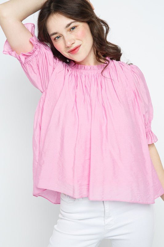 Celia Crinkle Puff Sleeve Top