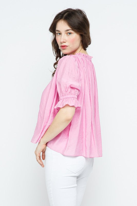 Celia Crinkle Puff Sleeve Top