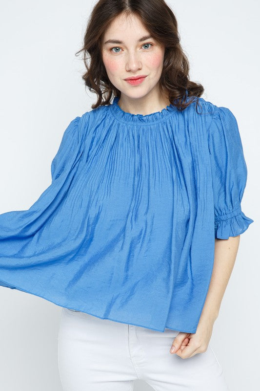 Celia Crinkle Puff Sleeve Top