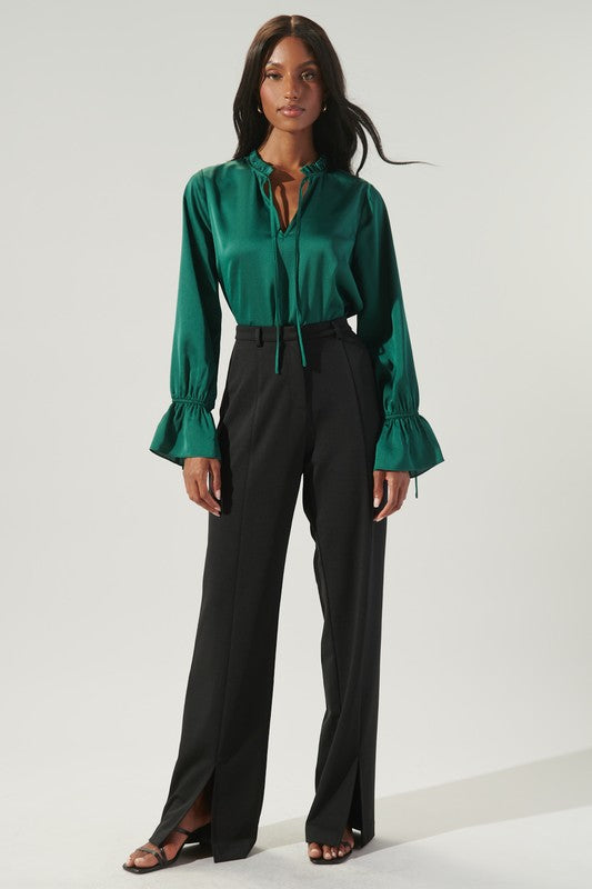 Emerald Satin Blouse