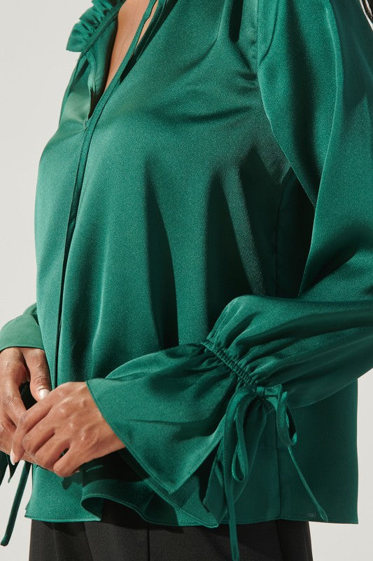 Emerald Satin Blouse