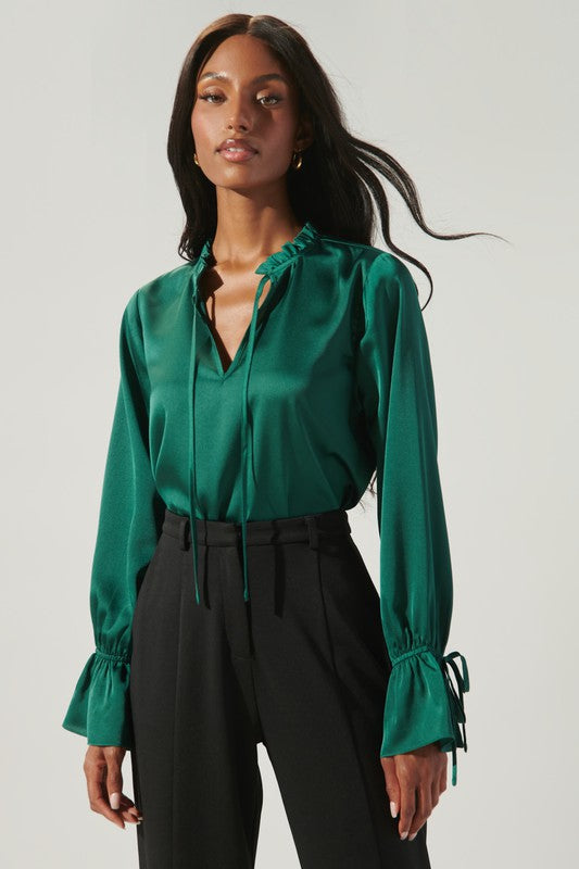 Emerald Satin Blouse