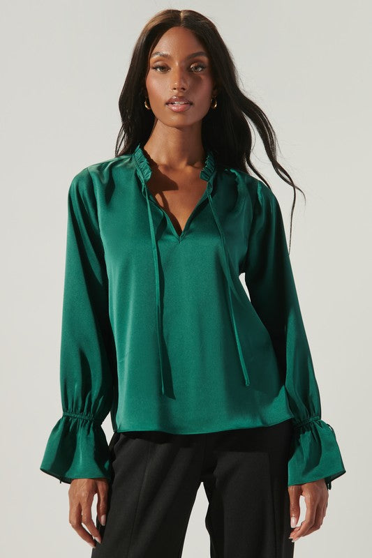Emerald Satin Blouse