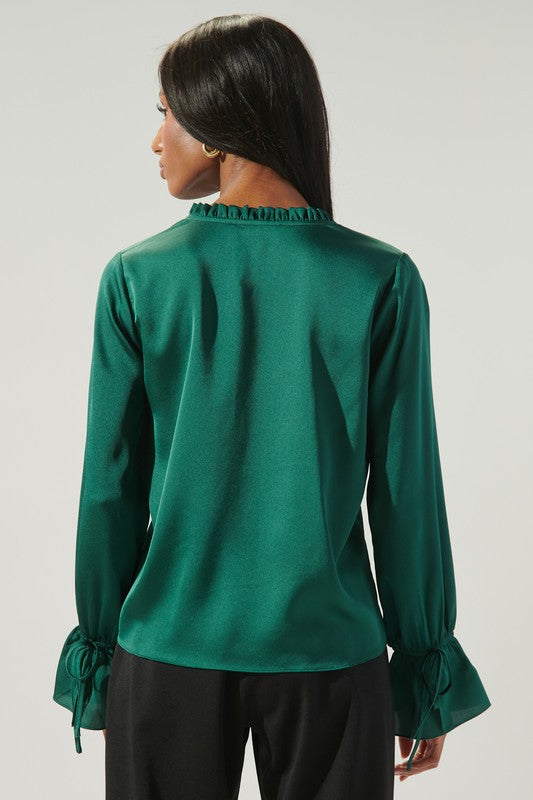 Emerald Satin Blouse