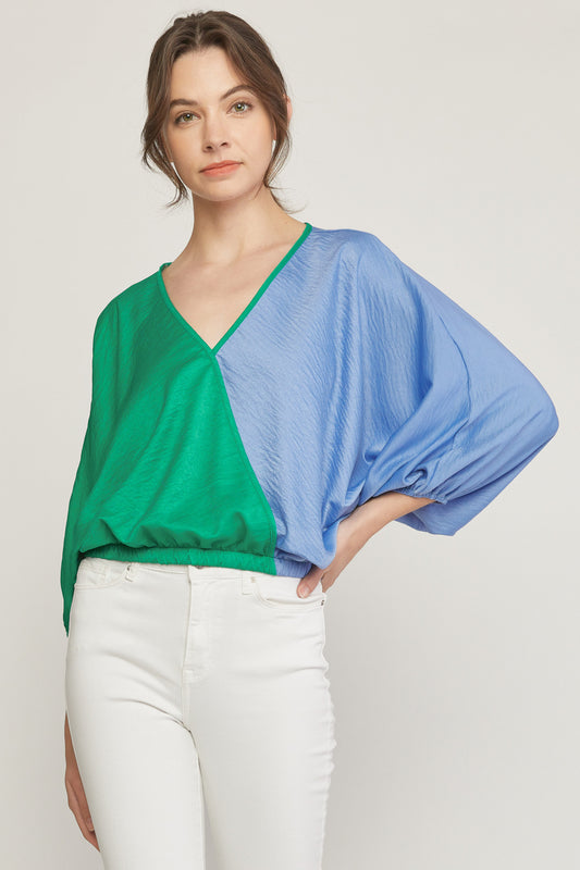 Colorblock Surplice Top