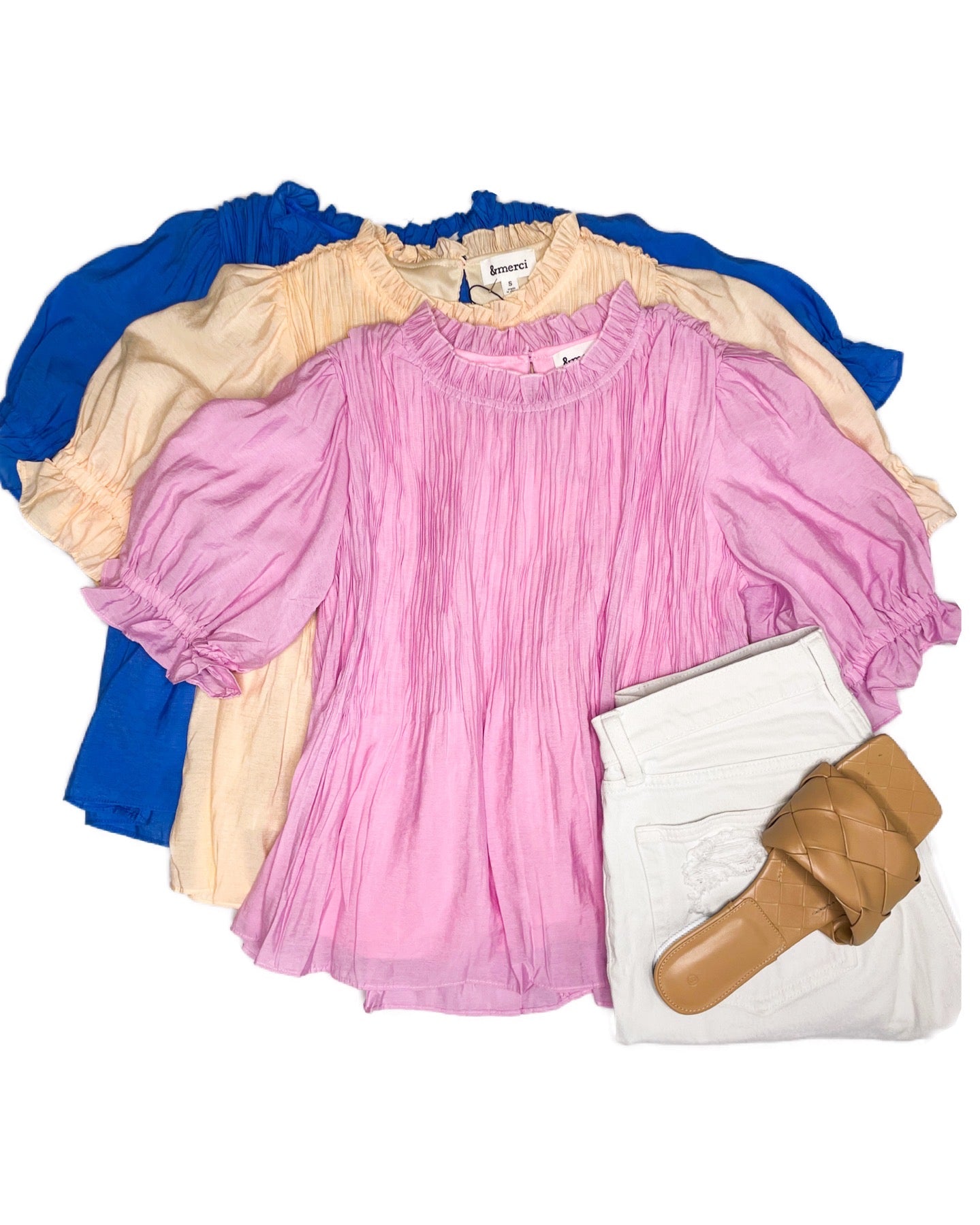 Celia Crinkle Puff Sleeve Top
