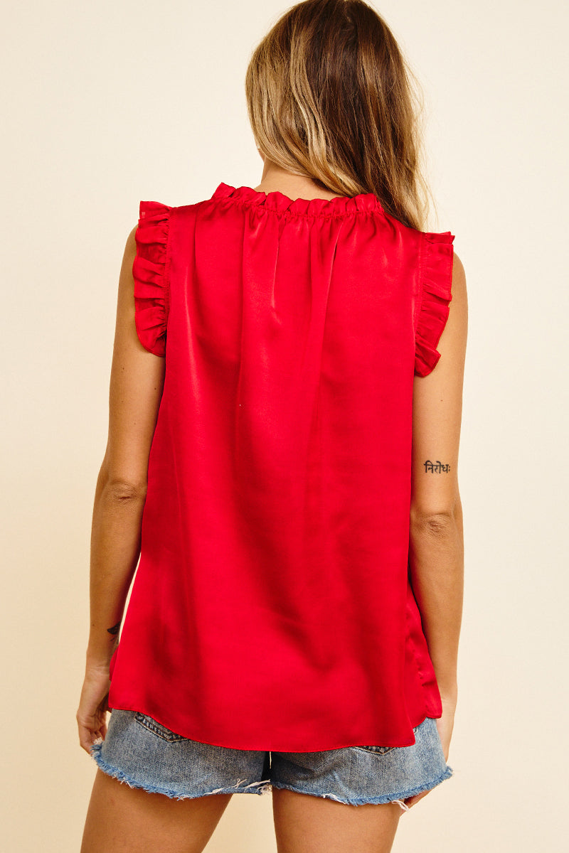 Silky Sheen Ruffle Edge Top