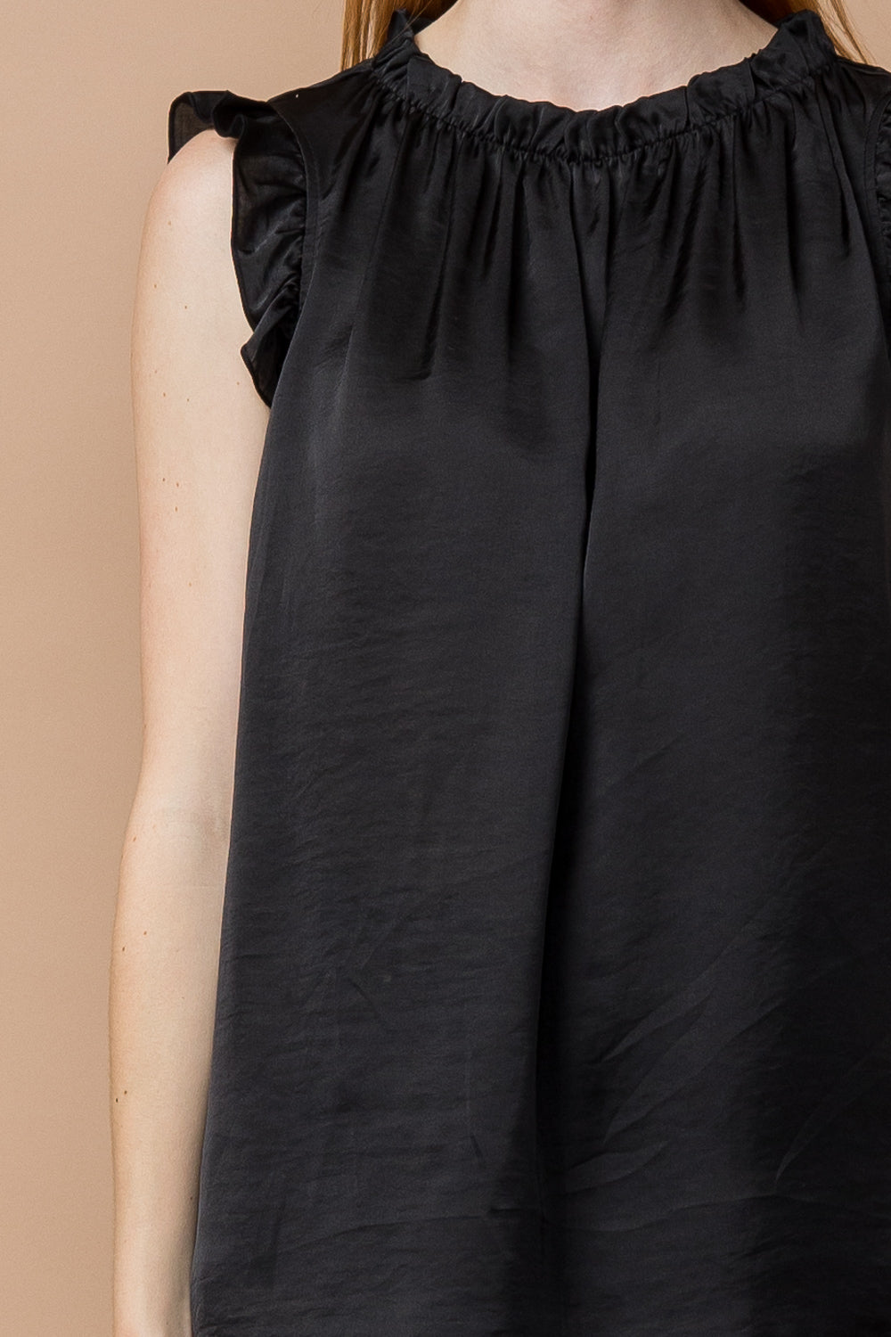 Silky Sheen Ruffle Edge Top