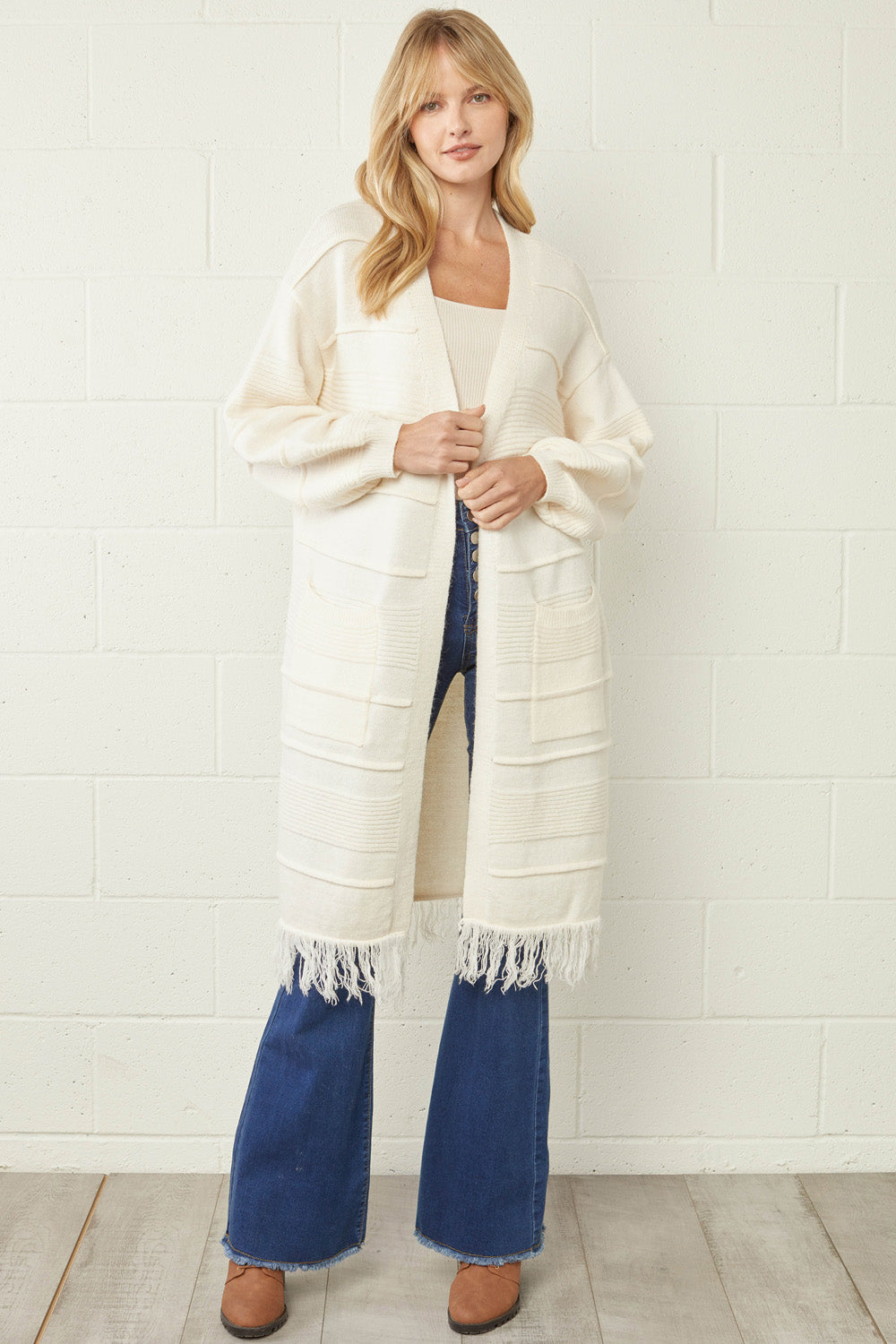 Textured & Fringed Cardigan
