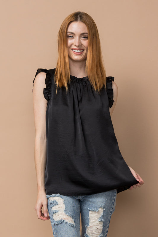 Silky Sheen Ruffle Edge Top